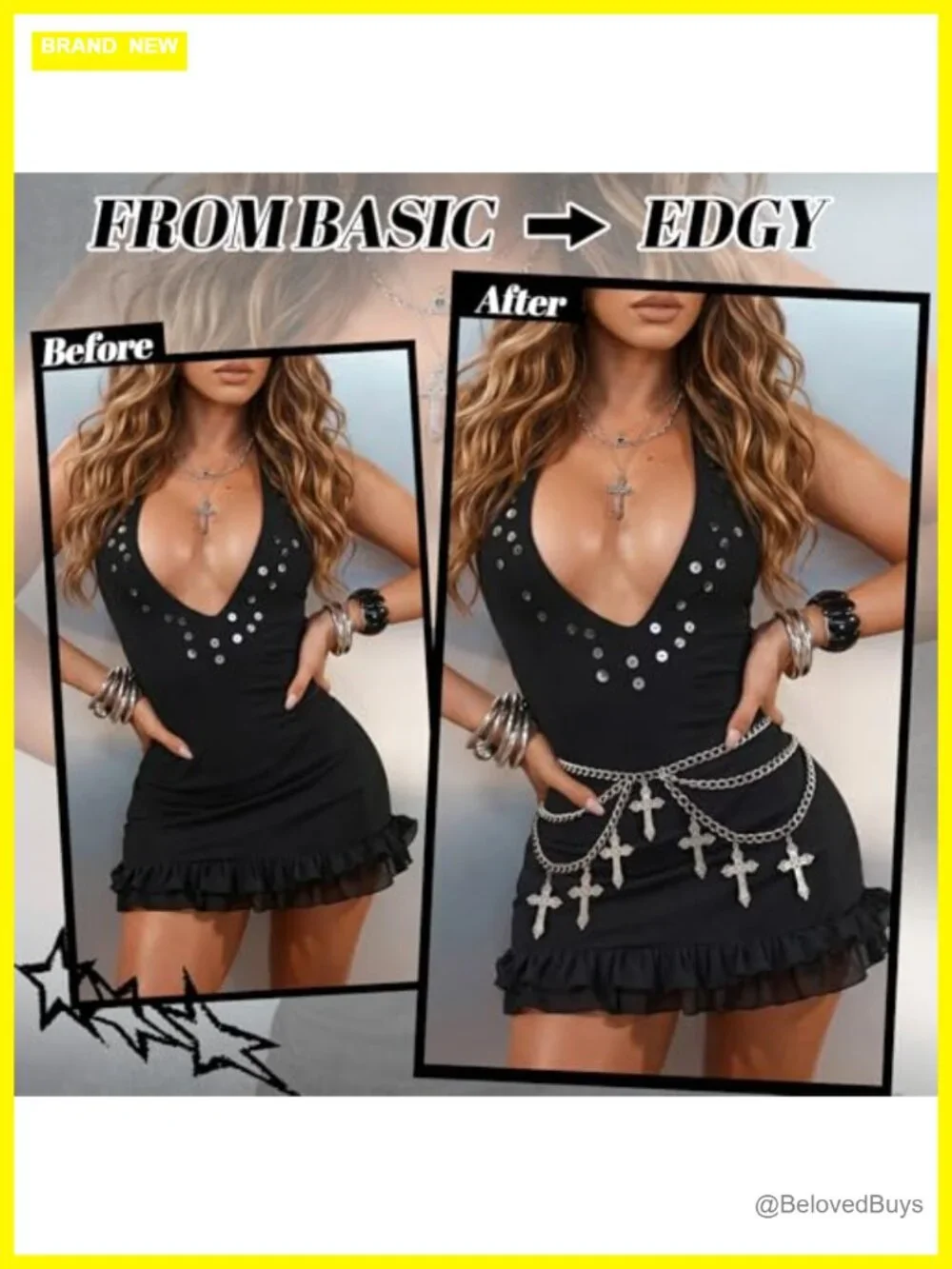 Women's Layered Gothic Chain Belt Spiked Heart Alloy Waist Chain